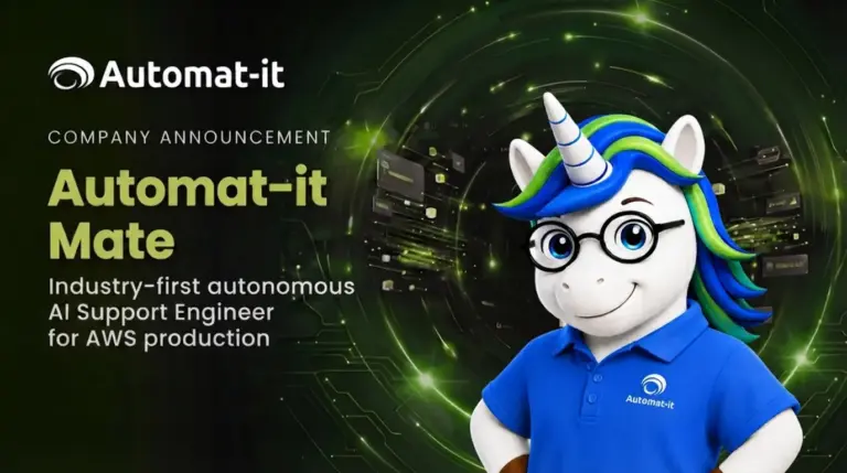 Automat-it mate hero image with connie unicorn mascot